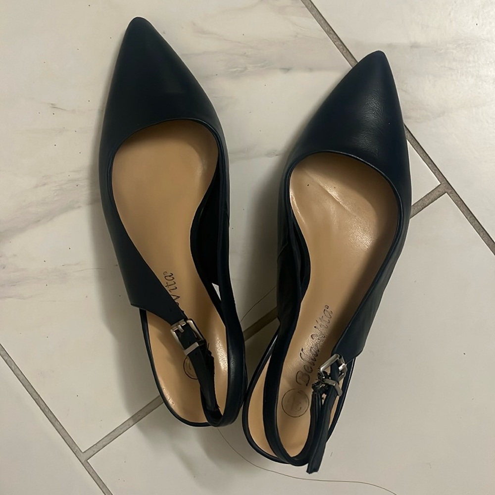 Kitten Heel Slingback Leather Pumps